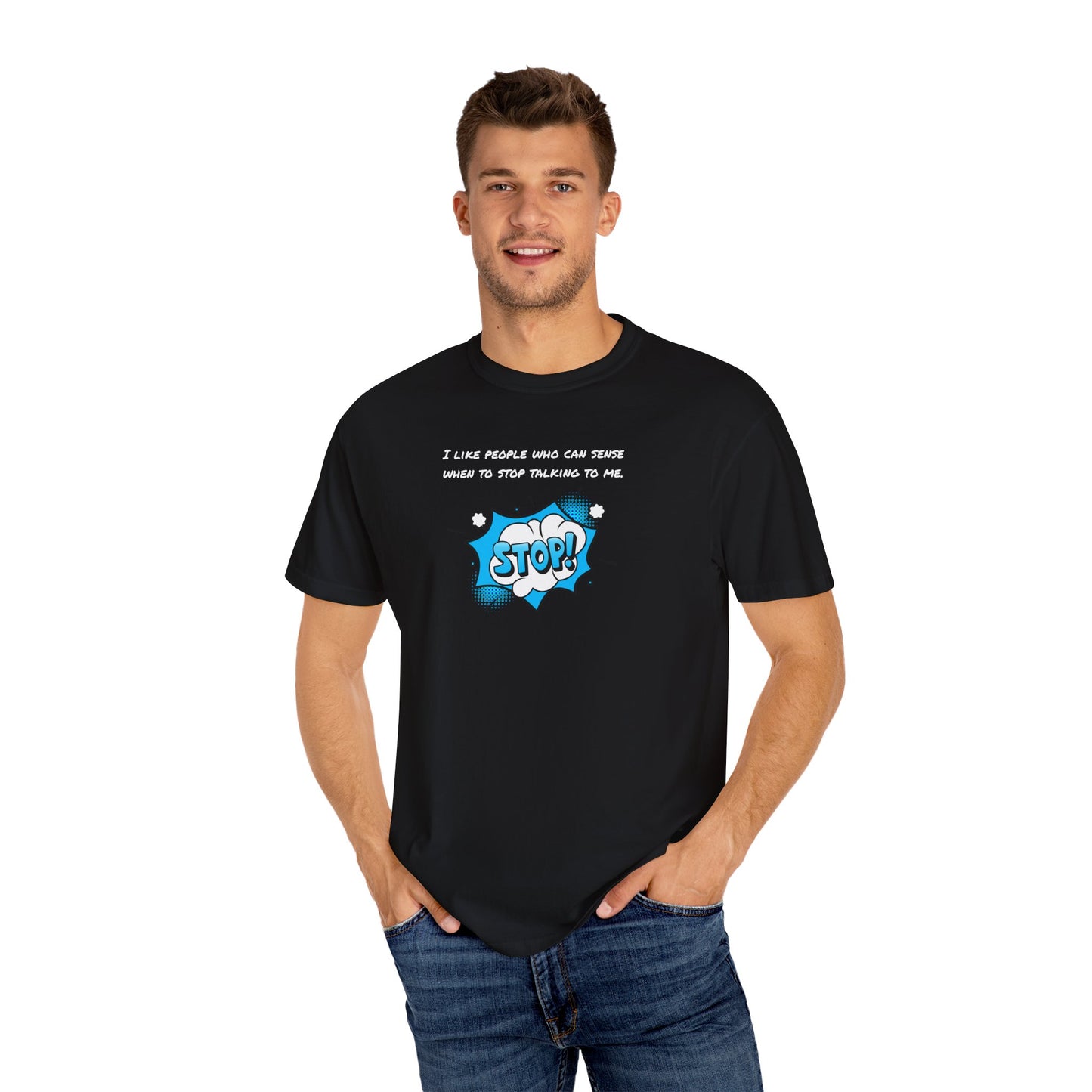 Funny Unisex Graphic T-Shirt - 'STOP!' Design for Introverts