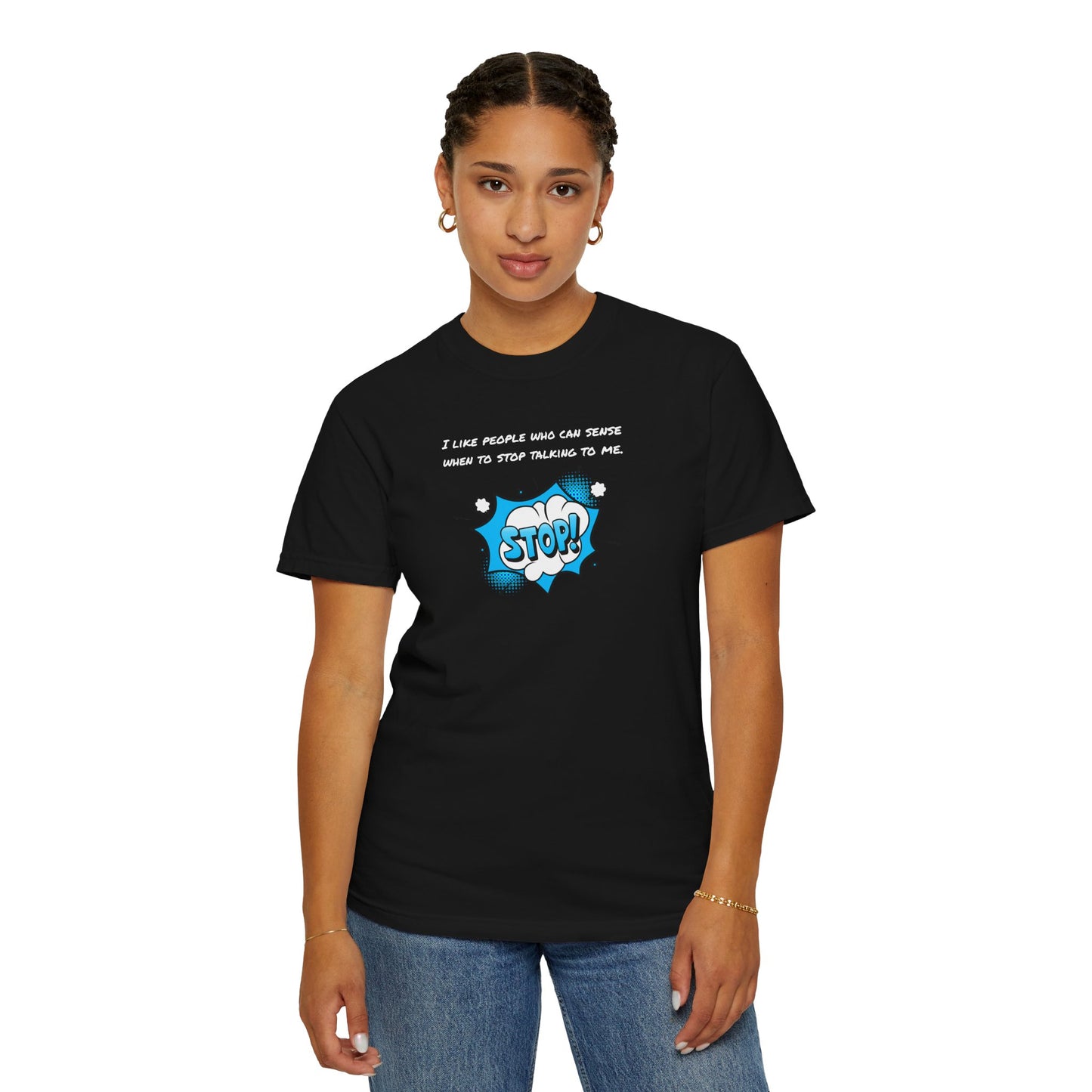 Funny Unisex Graphic T-Shirt - 'STOP!' Design for Introverts
