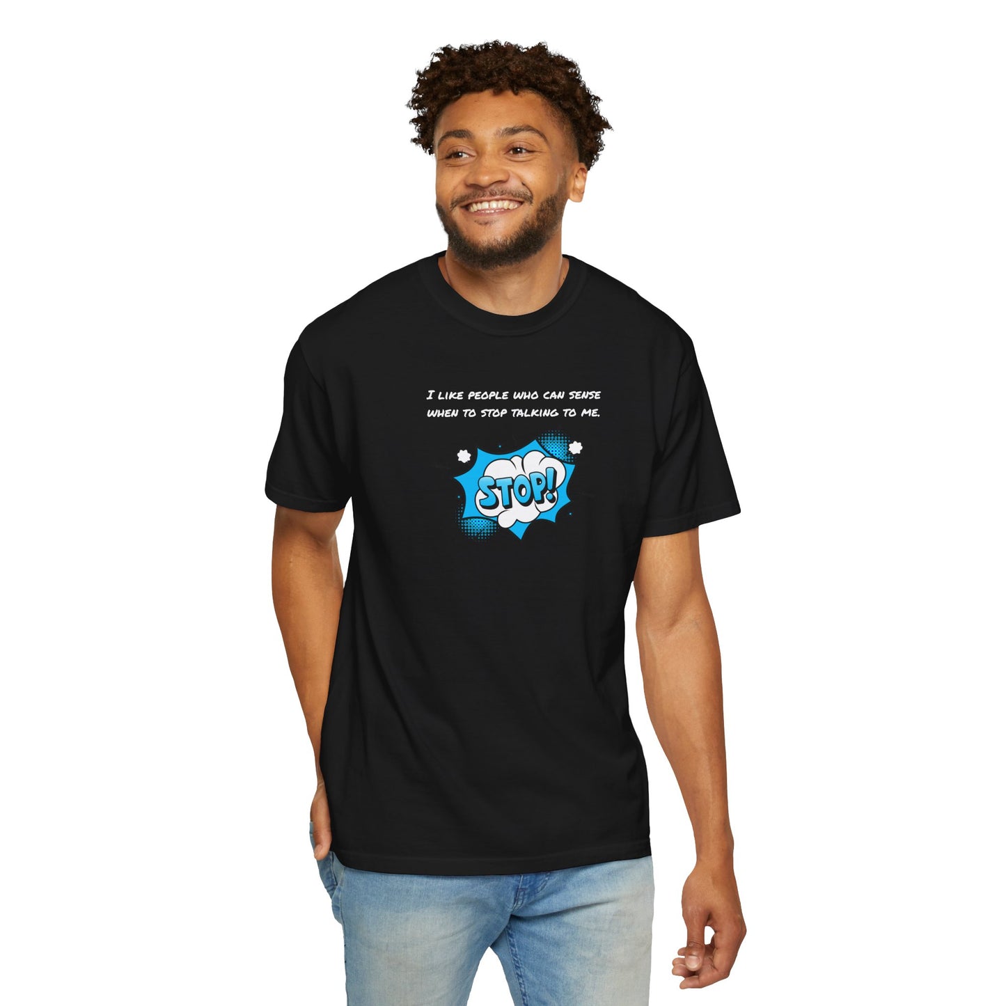 Funny Unisex Graphic T-Shirt - 'STOP!' Design for Introverts